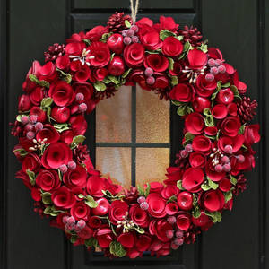 Wallpaper ng Christmas wreath red roses — Pulang pasko Wallpaper