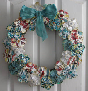 Christmas wreath with blue ribbon wallpaper — Pixel Watch 5 Wallpaper