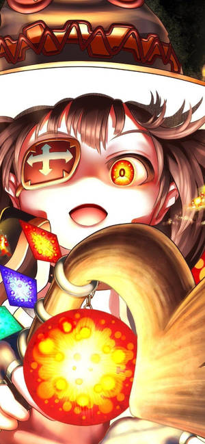 Close-Up Megumin At Staff Wallpaper — Samsung S21 Ultra Wallpaper