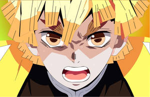Close Up ni Zenitsu mula sa Demon Slayer — Zenitsu ng demon slayer Wallpaper