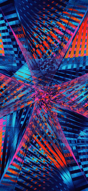 Wallpaper ng fractal glitch sa asul at kahel. — ROG Phone 9 Pro Wallpaper