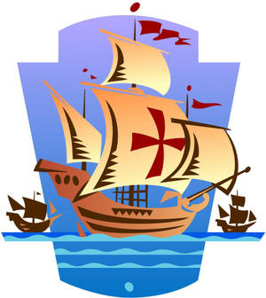 Columbus Day Ship Digital Drawing wallpaper — Vivo X Fold5 Wallpaper