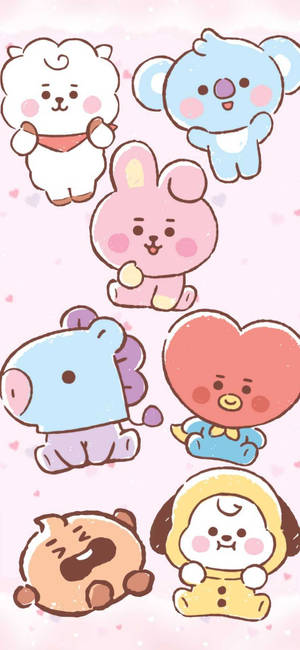 Cooky Bt21 kasama ang line friends wallpaper — iPhone 16 Wallpaper