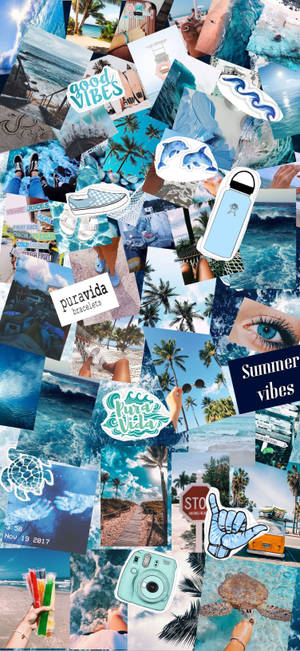 Cool Blue Summer Collage — 1320x2868 Wallpaper