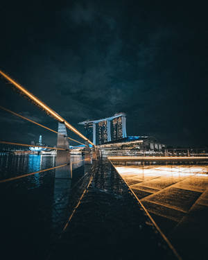 Walang tao na daan ng siyudad na tulay sa gabi wallpaper