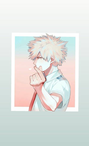 Cute Bakugo Heart Gesture — Galaxy Tab S9 FE Wallpaper