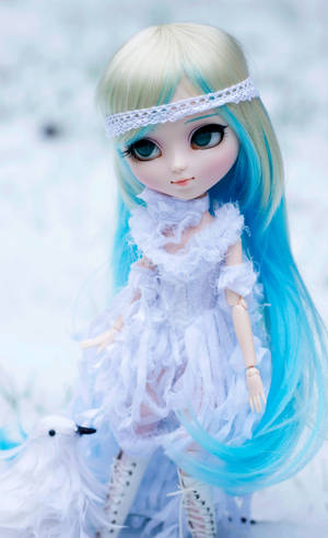 Cute Barbie Doll Na May Blue Hair — Infinix Xpad 30 Pro Wallpaper