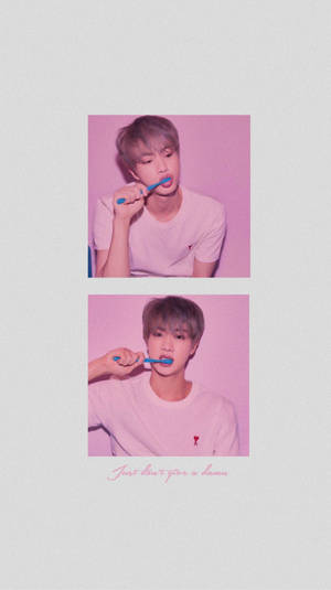 Cute BTS Jin na Nagsisipilyo