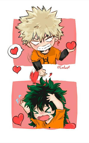 Cute Deku at Bakugou Cartoon — Lenovo Tab Wallpaper