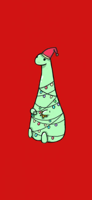 Cute dinosaur Christmas phone wallpaper — iPhone 16 Plus Wallpaper