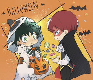 Cute Todoroki At Midoriya Halloween wallpaper