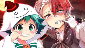 Cute Todoroki Kasama ang Batang Midoriya wallpaper