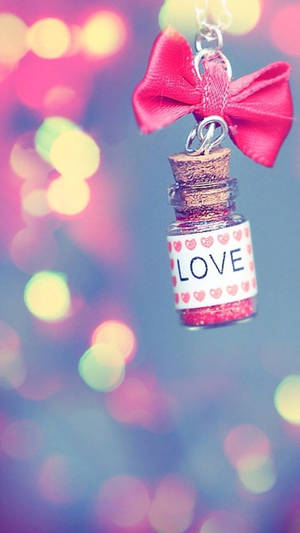 Cute Valentine's Day Love Bottle Keychain — 9:16 Wallpaper