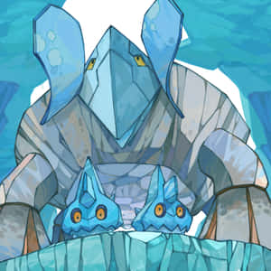 Dalawang Karakter na Bergmite at si Avalugg — Pokemon Telepon Wallpaper