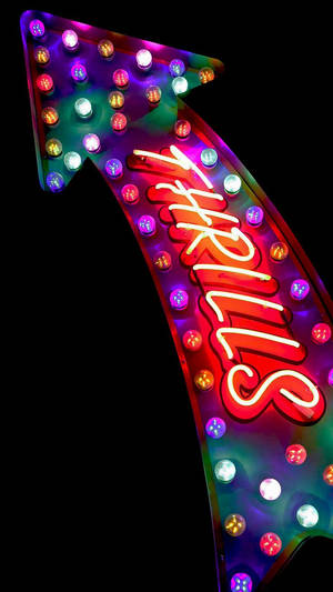 Colorful Thrills arrow neon sign na iPhone XR wallpaper