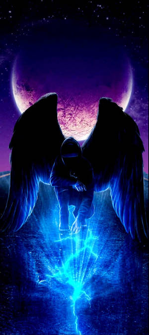 Dark angel cyan light wallpaper — 1080x2400 Wallpaper