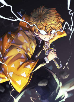 Demon Slayer Zenitsu Mata ng Kulog — Zenitsu ng demon slayer Wallpaper