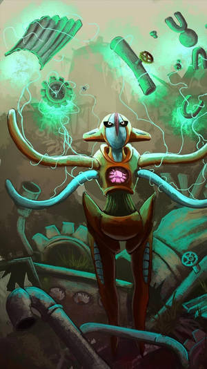 Deoxys at Mga Lumulutang na Gears — Pokemon Telepon Wallpaper