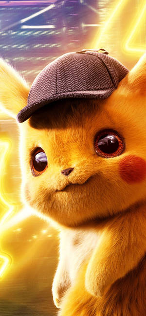 Detective Pikachu na may dilaw na neon lights wallpaper