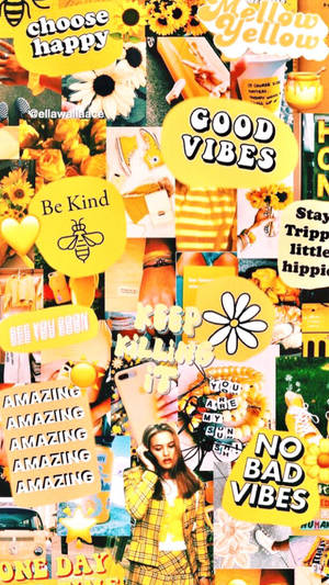 Dilawang collage na Tumblr aesthetic na wallpaper