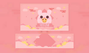Disenyo ng Pink Kawaii Rabbit Twitch Stream