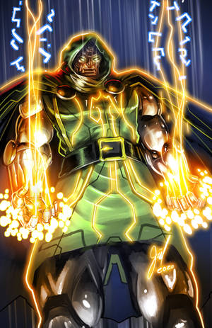 Doctor Doom Gauntlet Lasers na wallpaper — Astig na tagaslipaw ng demonyo Wallpaper