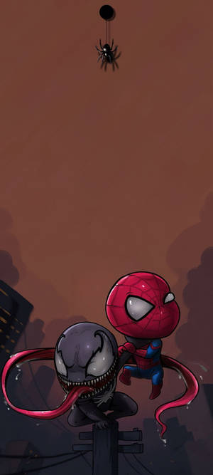 Dot Notch Venom And Spider-Man — 1080x2400 Wallpaper