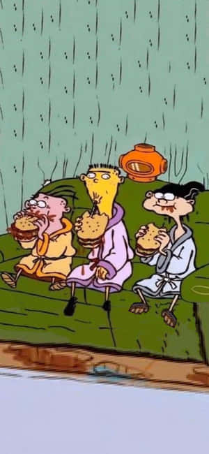 Ed, Edd N Eddy Eating On Sofa — iPhone 16 Pro Max Wallpaper