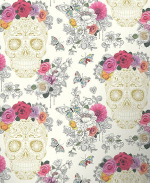 Eleganteng bungo ng asukal sa puting background na wallpaper — Motorola Razr Ultra 2025 Wallpaper