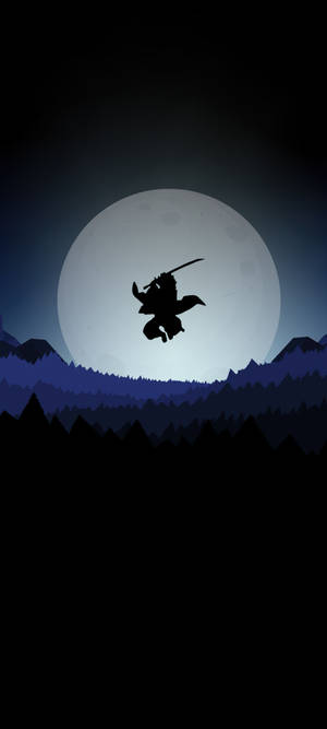 Cool Anime Phone Ninja Moon Silhouette — 1080x2400 Wallpaper