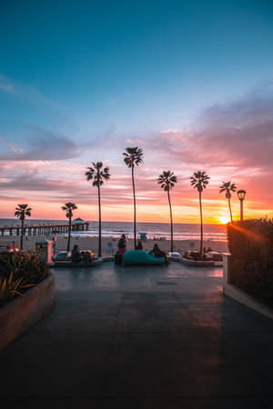Beach sunset view lock screen wallpaper.