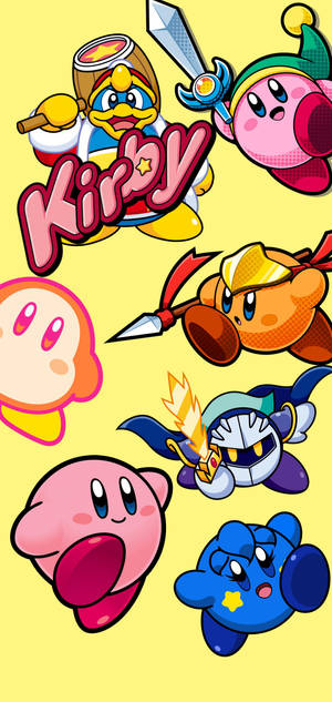 Cool HD wallpaper ni Kirby at iba pang karakter — iPhone 13 Pro Max Wallpaper