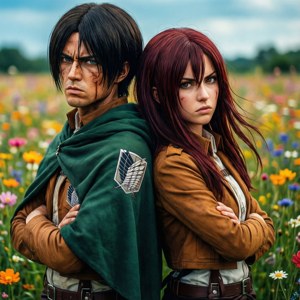 Masiglang wallpaper nina Eren at Historia mula sa Attack on Titan — Anime couple GIF Wallpaper