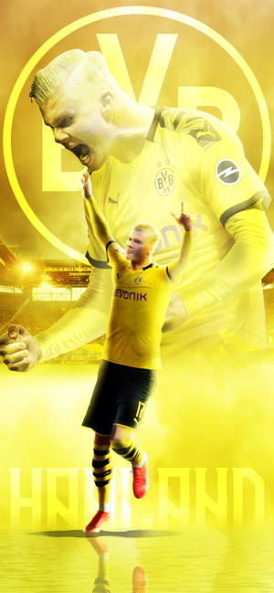Erling Haaland in yellow wallpaper — iPhone 16 Pro Wallpaper