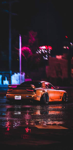 Estetikang Orange na JDM na Sasakyan sa Gabi