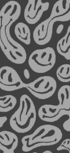 Estetikang Trippy ng mga Distorted Smiley sa Grayscale — Aesthetic Trippy Wallpaper