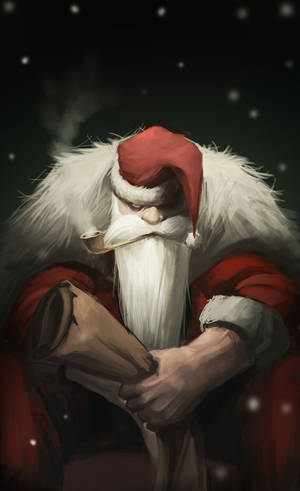 Evil Santa Pipe Smoking Wallpaper — Galaxy Tab S9 FE Wallpaper