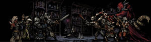 Dual monitor Necromancer vs. heroes Darkest Dungeon HD wallpaper. — 32:9 Wallpaper