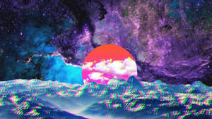 Holographic Moon Art na wallpaper.