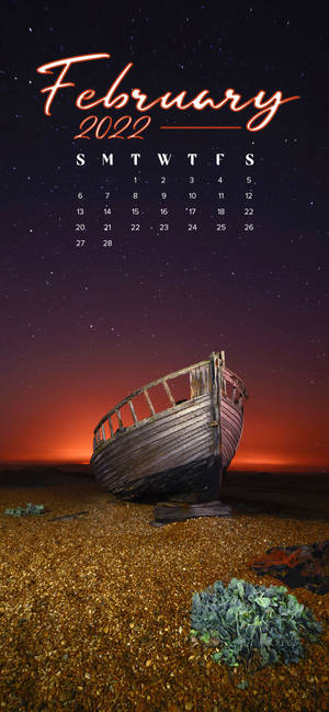 Pebrero 2022 Kalendaryo Sa Dalampasigan wallpaper — iPhone 17 Pro Wallpaper