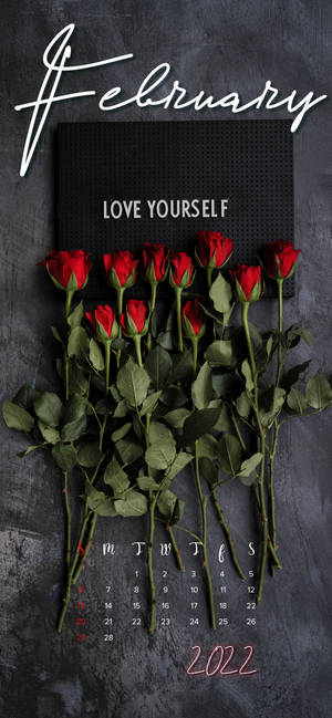 Pebrero 2022 Roses Calendar na wallpaper — S24 Ultra Wallpaper