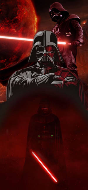 2D Star Wars Darth Vader mixed artwork wallpaper.
