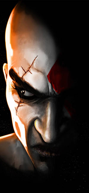 Mapangil na Kratos ng God Of War game wallpaper — iPhone 14 Wallpaper
