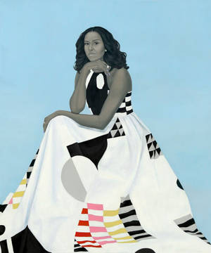 First Lady Michelle Obama painting wallpaper — Motorola Razr 70 Ultra Wallpaper
