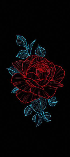 Flower Design Neon Rose — iPhone Xs Wallpaper