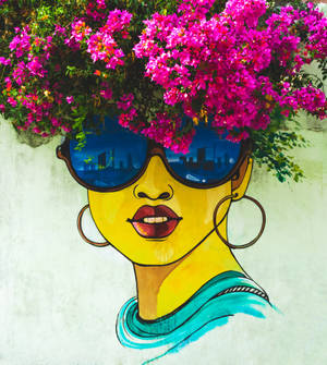 Flower Hair Woman Street Art wallpaper — Nubia Fold Wallpaper