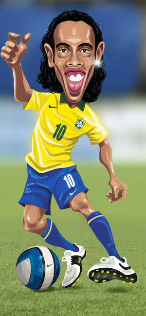 Wallpaper ng Funny Ronaldinho Caricature — iPhone 17 Pro Max Wallpaper