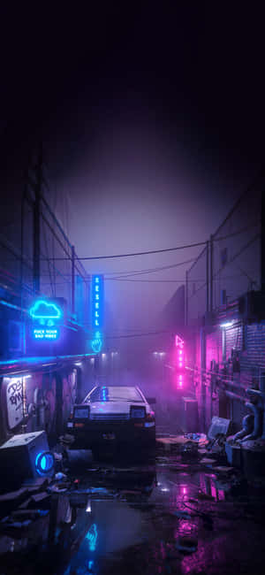 Cyberpunk background — iPhone 14 Plus Wallpaper