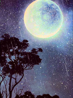 Galaxy Moon Sa Gabi wallpaper — Galaxy moon Wallpaper