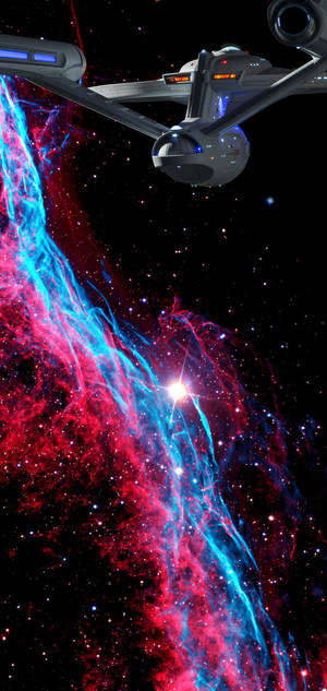 Galaxy S10 weird spaceship and nebula wallpaper — iPhone 16 Pro Wallpaper